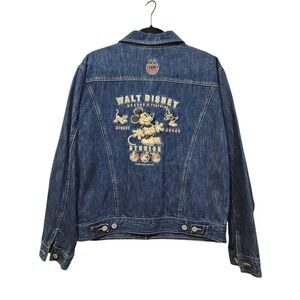 Y2K Walt Disney Studios Jean Denim Jacket Mickey Embroidered Oversized
